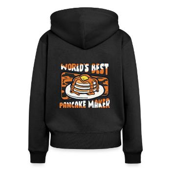 Meilleures recettes de crêpières au monde Griddlecake - Sweat à capuche zippé Premium bio Femme - noir - Dos - Julia (174cm)