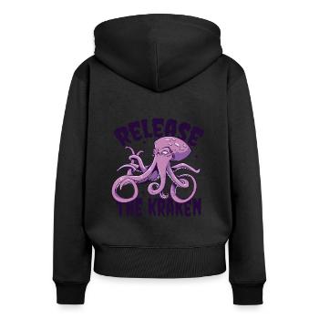 Release The Kraken Cephalopoda Octopodes Octopoda - Women's Premium Organic Zip Hoodie - black - Back - Julia (174cm)