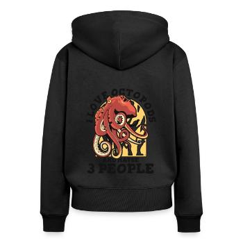 Ich liebe Oktopoden und vielleicht 3 Leute Octopoda Liebhaber - Frauen Premium Bio Zip Hoodie - Schwarz - Hinten - Julia (174cm)