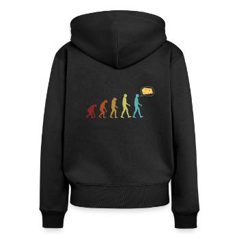 Gouda Evolution Fromager Amateur de Queso - Sweat à capuche zippé Premium bio Femme - noir - Dos - Julia (174cm)