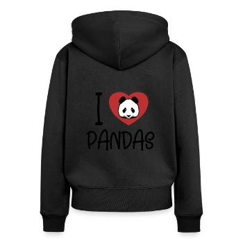 J’adore Pandas Panda Ours Ailuropoda Melanoleuca - Sweat à capuche zippé Premium bio Femme - noir - Dos - Julia (174cm)