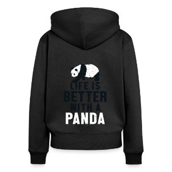 Life is Better with a Panda Panda Bear Friend - Women's Premium Organic Zip Hoodie - black - Back - Julia (174cm)