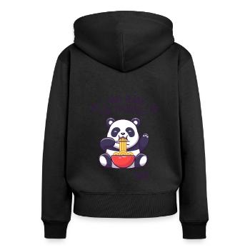 Ich habe Pläne für den Abend Panda Bär Freund - Frauen Premium Bio Zip Hoodie - Schwarz - Hinten - Julia (174cm)