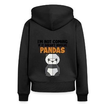 Ne pas venir si cela n’implique pas l’ami des pandas - Sweat à capuche zippé Premium bio Femme - noir - Dos - Julia (174cm)