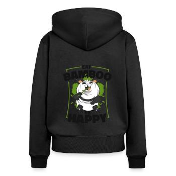 Iss Bambus Sei glücklich Panda Bär Freund Liebhaber Riese - Frauen Premium Bio Zip Hoodie - Schwarz - Hinten - Julia (174cm)