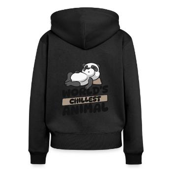 Das chilligste Tier der Welt Panda Bär Freund Riese - Frauen Premium Bio Zip Hoodie - Schwarz - Hinten - Julia (174cm)