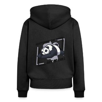 Mastering The Art Of Chill Panda Bear Friend - Women's Premium Organic Zip Hoodie - black - Back - Julia (174cm)