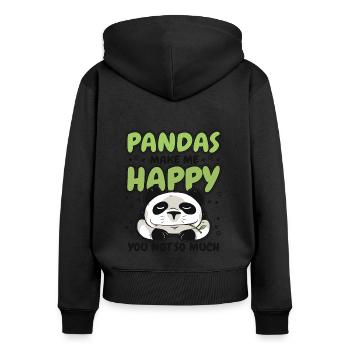 Pandas Make Me Happy Panda Ours Ami Amant - Sweat à capuche zippé Premium bio Femme - noir - Dos - Julia (174cm)