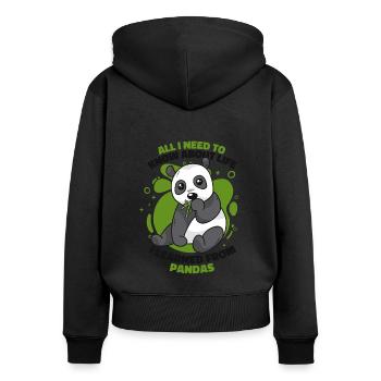 Ich habe von Pandas Panda Bär Freund Giant gelernt - Frauen Premium Bio Zip Hoodie - Schwarz - Hinten - Julia (174cm)