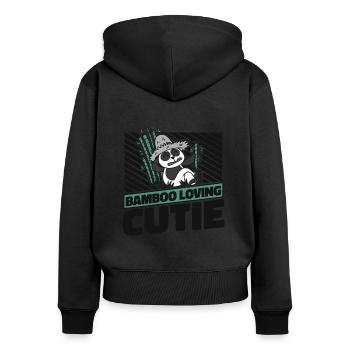 Bamboo Loving Cutie Panda Bear Friend Giant Panda - Women's Premium Organic Zip Hoodie - black - Back - Julia (174cm)