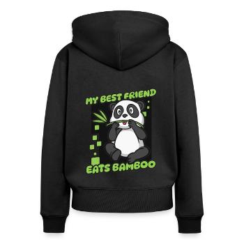 My Best Friend Eats Bamboo Panda Bear Friend - Women's Premium Organic Zip Hoodie - black - Back - Julia (174cm)