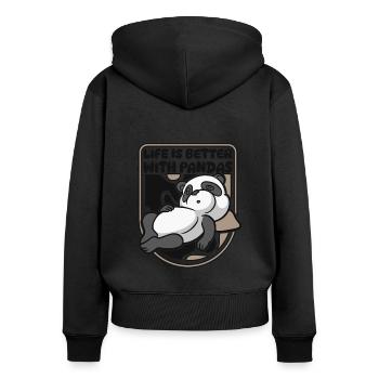 Life Is Better With Pandas Panda Bear Friend - Women's Premium Organic Zip Hoodie - black - Back - Julia (174cm)