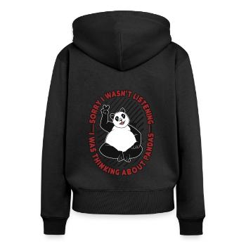 Ich dachte an Pandas Panda Bär Freund Riese - Frauen Premium Bio Zip Hoodie - Schwarz - Hinten - Julia (174cm)