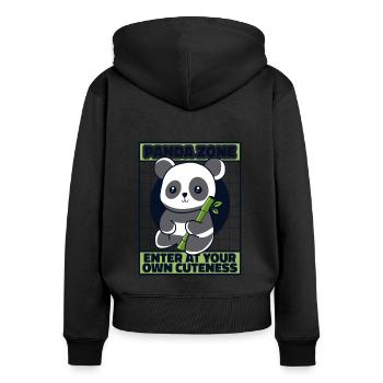 Panda Zone Betreten Sie Ihre eigene Niedlichkeit Panda Bär - Frauen Premium Bio Zip Hoodie - Schwarz - Hinten - Julia (174cm)