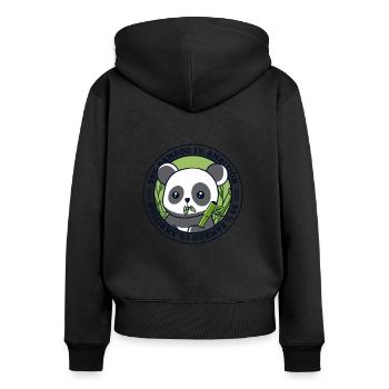 99% Bamboo 1% Ambition Panda Bear Friend Lover - Women's Premium Organic Zip Hoodie - black - Back - Julia (174cm)