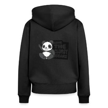 Save The Clumsy Bears Panda Bear Friend Lover - Women's Premium Organic Zip Hoodie - black - Back - Julia (174cm)