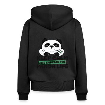 Keep Calm And Embrace The Panda Life Panda Bear - Women's Premium Organic Zip Hoodie - black - Back - Julia (174cm)