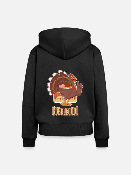 Gobblegool Thanksgiving Truthahn - Frauen Premium Bio Zip Hoodie - Schwarz