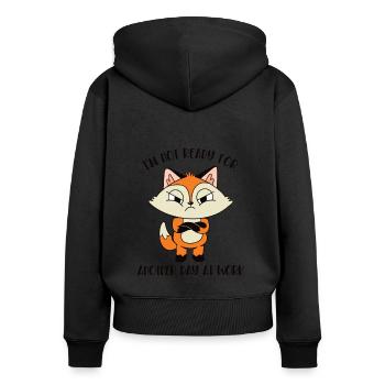 Nicht bereit für einen weiteren Arbeitstag Canidae Caninae - Frauen Premium Bio Zip Hoodie - Schwarz - Hinten - Julia (174cm)