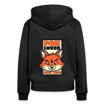 Fuchsliebhaber fürs Leben Caninae Rotfuchs Canidae Fuchs - Frauen Premium Bio Zip Hoodie - Schwarz - Hinten - Julia (174cm)