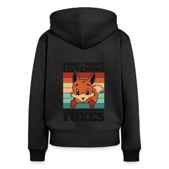Ich dachte an Füchse, Rotfuchs, Canidae, Caninae - Frauen Premium Bio Zip Hoodie - Schwarz - Hinten - Julia (174cm)