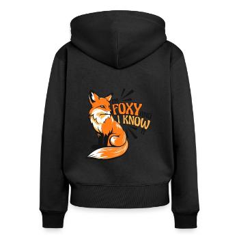 Ich bin fuchsig und ich weiß es Rotfuchs Canidae caninae - Frauen Premium Bio Zip Hoodie - Schwarz - Hinten - Julia (174cm)