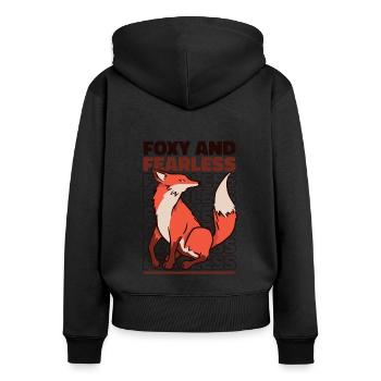 Fuchsige Und Furchtlose Caninae Rotfuchs Canidae Fuchs - Frauen Premium Bio Zip Hoodie - Schwarz - Hinten - Julia (174cm)