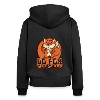 Go Fox Yourself Canidae Caninae Renard roux Fox Lover - Sweat à capuche zippé Premium bio Femme - noir - Dos - Julia (174cm)