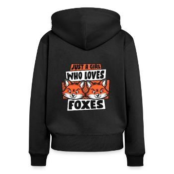 Fille qui aime les renards Caninae Renard roux Canidés renard - Sweat à capuche zippé Premium bio Femme - noir - Dos - Julia (174cm)