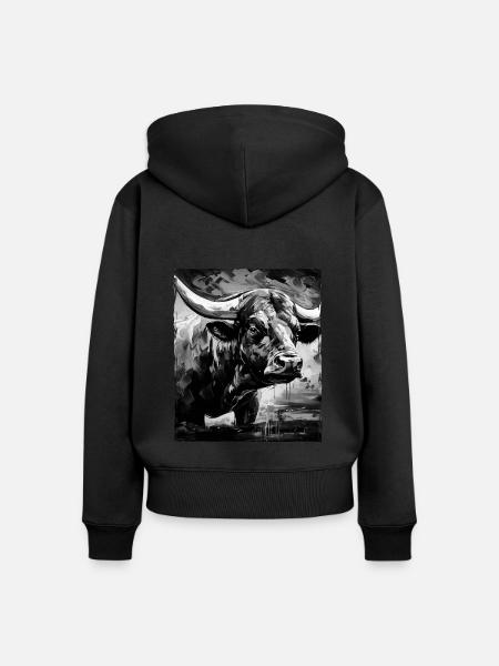 Bulle Porträt Taurus - Frauen Premium Bio Zip Hoodie - Schwarz