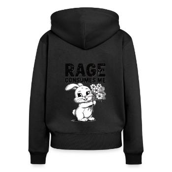 Rage Consumes Me Rabbit - Women's Premium Organic Zip Hoodie - black - Back - Julia (174cm)