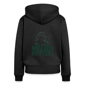 Dicke Katze Fette Katze Rolling Fatties - Frauen Premium Bio Zip Hoodie - Schwarz - Hinten - Julia (174cm)