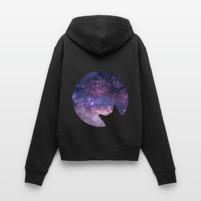 Le chat de l’espace regarde dans l’espace Sweat à capuche zippé Premium bio Femme