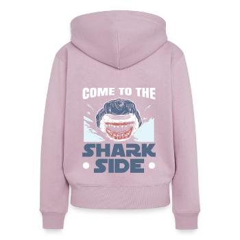 Venez à la page Shark Lovers Biologie marine - Sweat à capuche zippé Premium bio Femme - rose poudré - Dos - Julia (174cm)