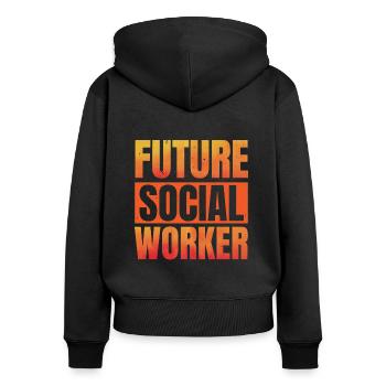 Zukünftiger Sozialarbeiter Job Beruf Soziales Wohl - Frauen Premium Bio Zip Hoodie - Schwarz - Hinten - Julia (174cm)