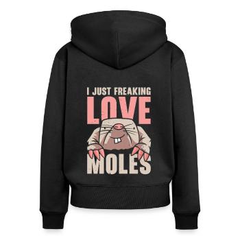 J’adore les taupes animal mole whisperer - Sweat à capuche zippé Premium bio Femme - noir - Dos - Julia (174cm)