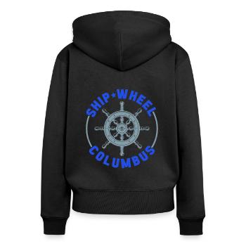 Roue de navire Columbus Day Christophe Colomb - Sweat à capuche zippé Premium bio Femme - noir - Dos - Julia (174cm)