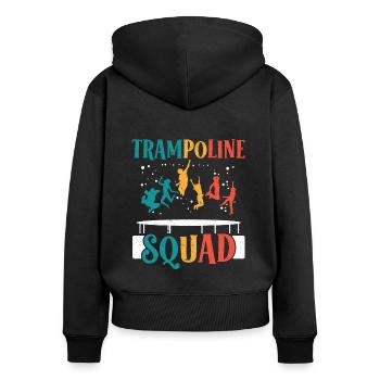 Trampolin Kader Springen Trampoliner Trampolinspri - Frauen Premium Bio Zip Hoodie - Schwarz - Hinten - Julia (174cm)