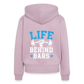 Life Behind Bars Trainer Weightlifting Fitnesses - Women's Premium Organic Zip Hoodie - dusky pink - Back - Julia (174cm)