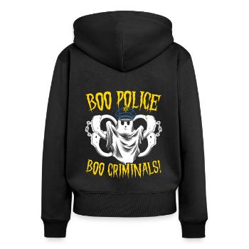 Boo police, boo criminels! Policier Halloween - Sweat à capuche zippé Premium bio Femme - noir - Dos - Julia (174cm)