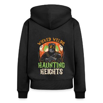 Wicked Welds Haunting Heights Schweißer Halloween - Frauen Premium Bio Zip Hoodie - Schwarz - Hinten - Julia (174cm)