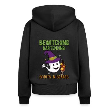 Verhexendes Bartending: Geister & Schreckgespenste - Frauen Premium Bio Zip Hoodie - Schwarz - Hinten - Julia (174cm)