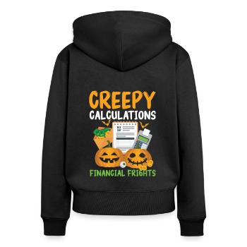 Gruselige Berechnungen Finanzielle Schrecken Hallo - Frauen Premium Bio Zip Hoodie - Schwarz - Hinten - Julia (174cm)