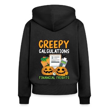 Gruselige Berechnungen Finanzielle Ängste Hallowee - Frauen Premium Bio Zip Hoodie - Schwarz - Hinten - Julia (174cm)