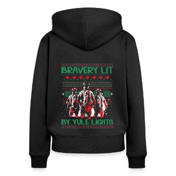 Valor lit by Christmas lights fire - Women's Premium Organic Zip Hoodie - black - Back - Julia (174cm)