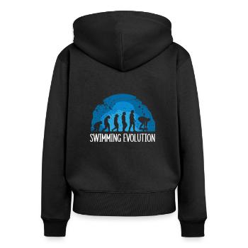 Schwimmer Präsent Wassersport Schwimmen Tauchen - Frauen Premium Bio Zip Hoodie - Schwarz - Hinten - Julia (174cm)
