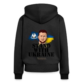Ukraine Louisiana Wolodymyr Selenskyj - Frauen Premium Bio Zip Hoodie - Schwarz - Hinten - Julia (174cm)