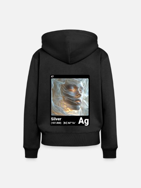 AI am Silber (bk) - Frauen Premium Bio Zip Hoodie - Schwarz