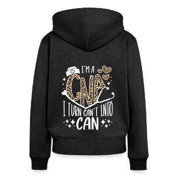 CNA Nursing Quotes Certified Nurse Assistant Gifts - Frauen Premium Bio Zip Hoodie - Schwarz - Hinten - Julia (174cm)