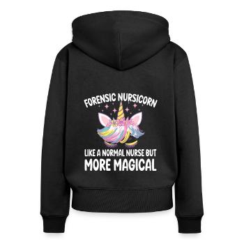 Nursicorn médico-légale comme une infirmière normale cadeaux - Sweat à capuche zippé Premium bio Femme - noir - Dos - Julia (174cm)